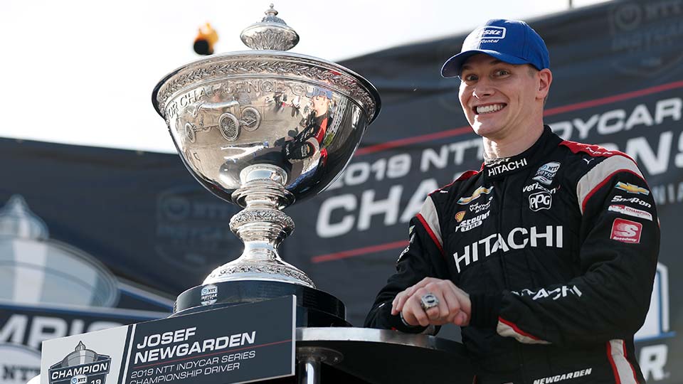 Josef Newgarden with the Astor Cup