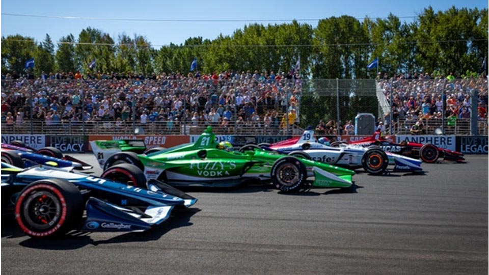 IndyCars lineup at Porltand International Raceway